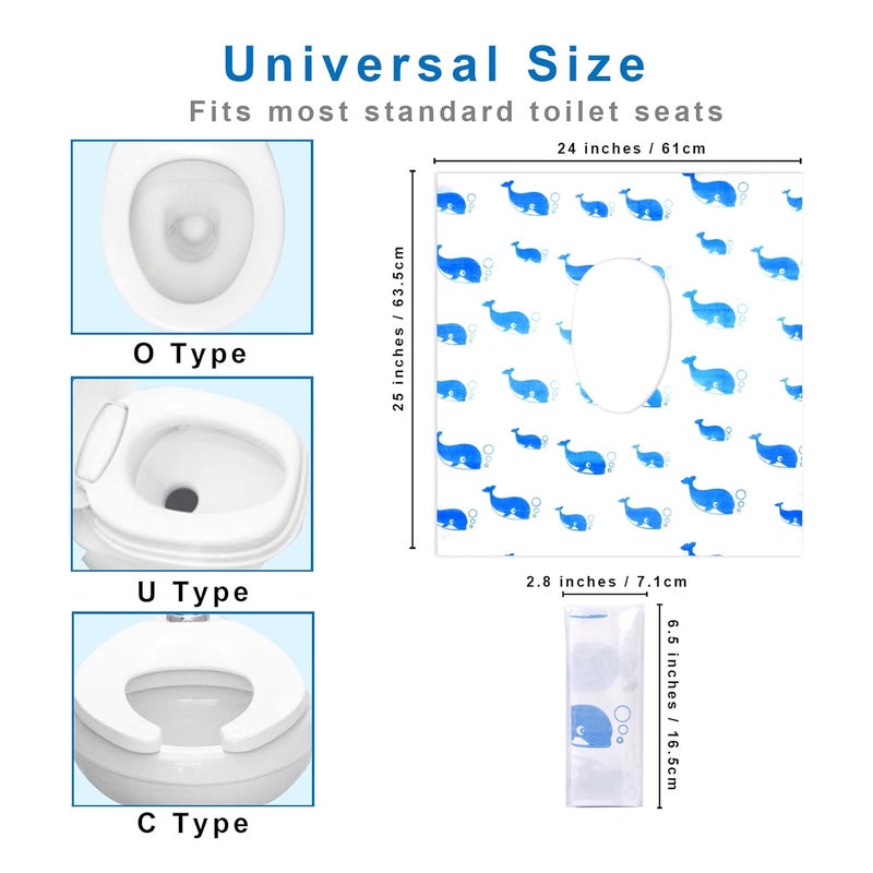 CHFONG 41 Pack Toilet Seat Covers Disposable, Extra Large Disposable Toilet Seat Covers for Adults, Individually Wrapped Potty Training Liners with Non-Slip Adhesives for Kids in Home, Restrooms&Travel -Blue - Image 4